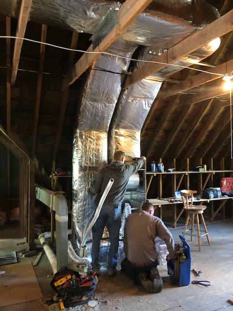 Duct work in the attic
