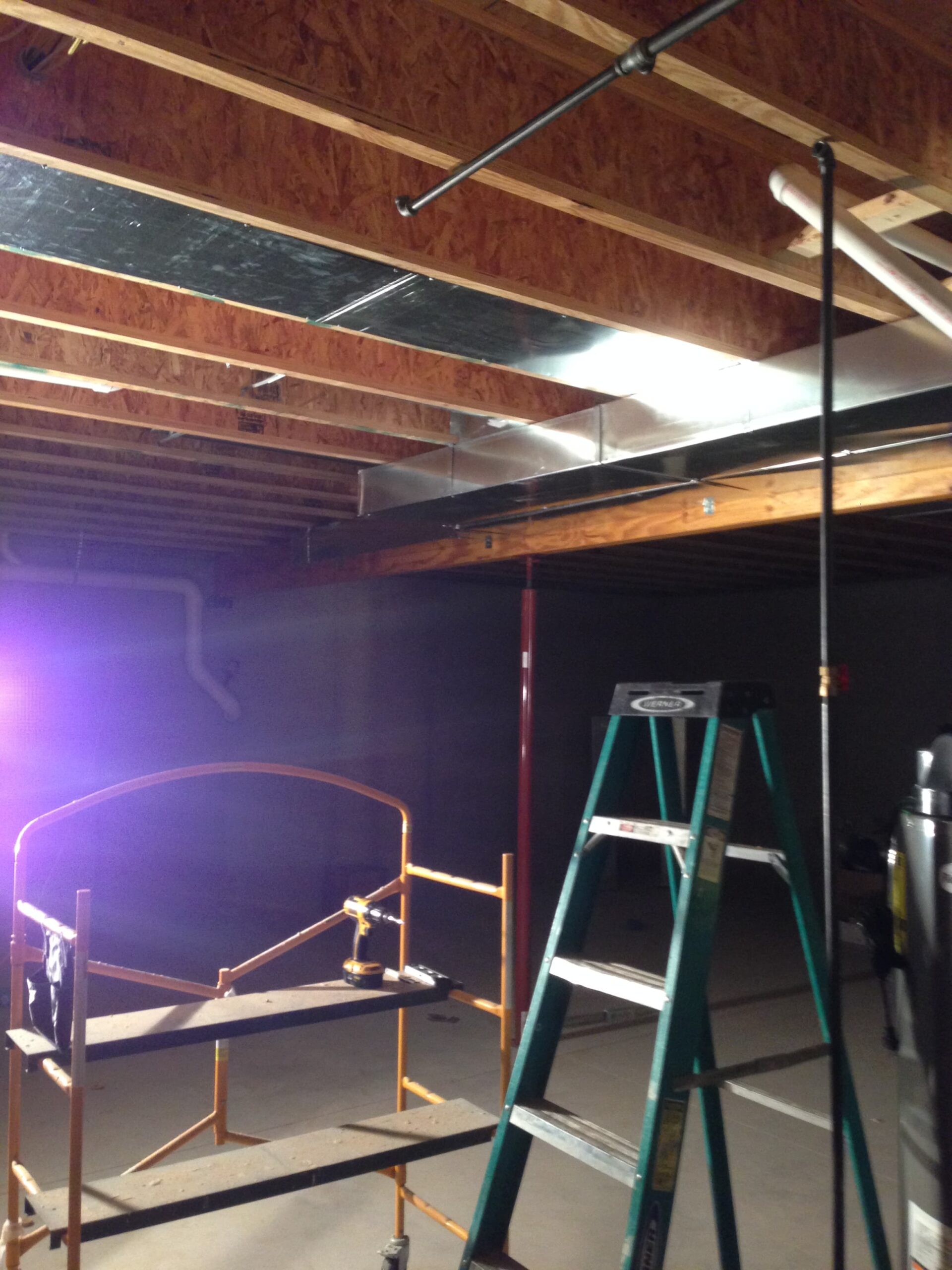 Basement with HVAC duct work