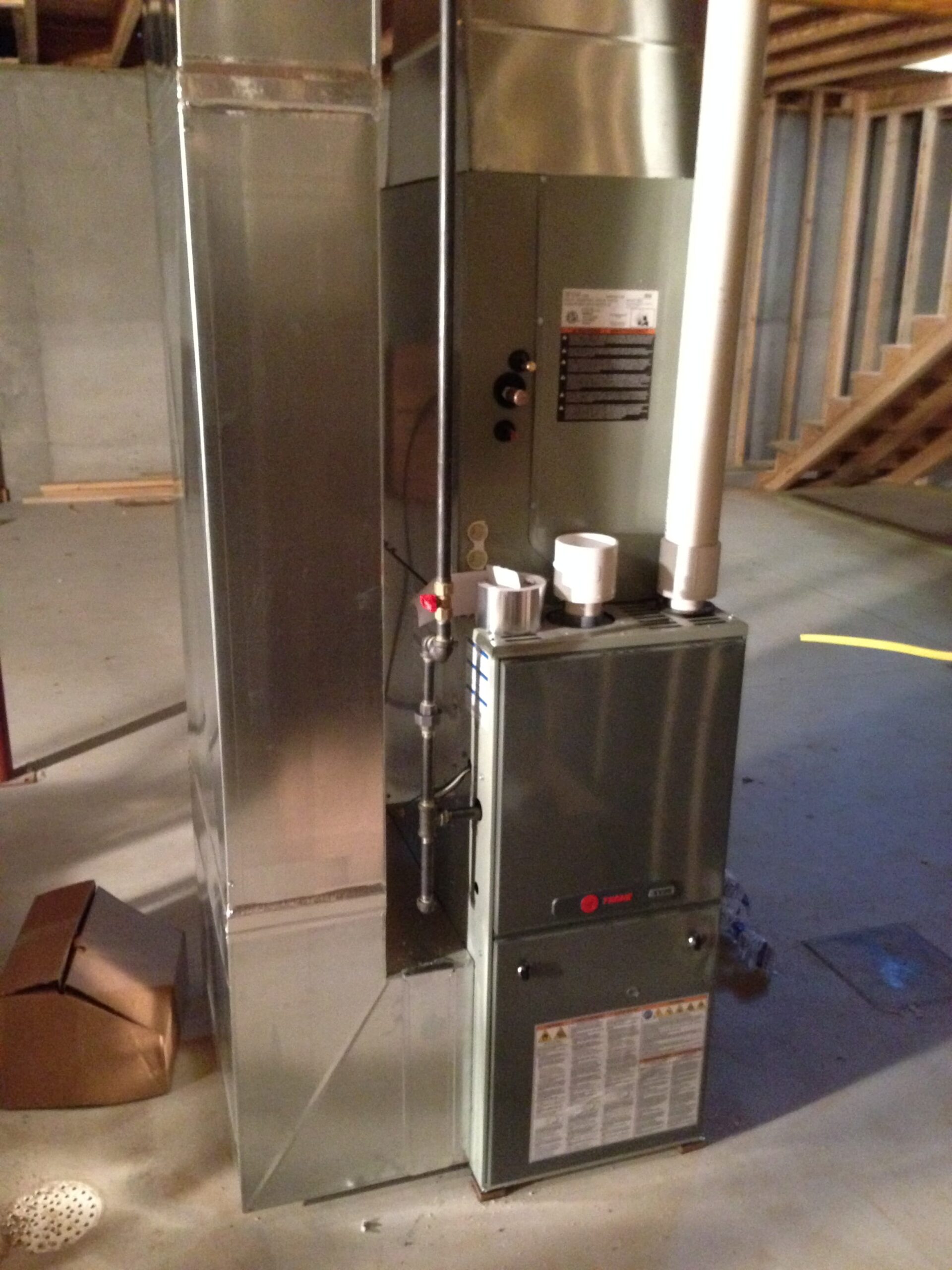 HVAC unit in a basement
